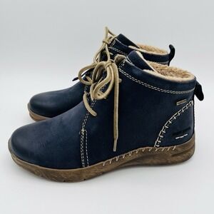 JOSEF SIEBEL Womens Conny 56 Blue Pebbled Leather Ankle Boots EU36/US5.5 New WOB